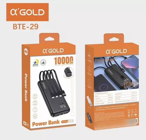 Carregador Portátil Power Bank A gold Bte-29 10000mah 4 Em 1